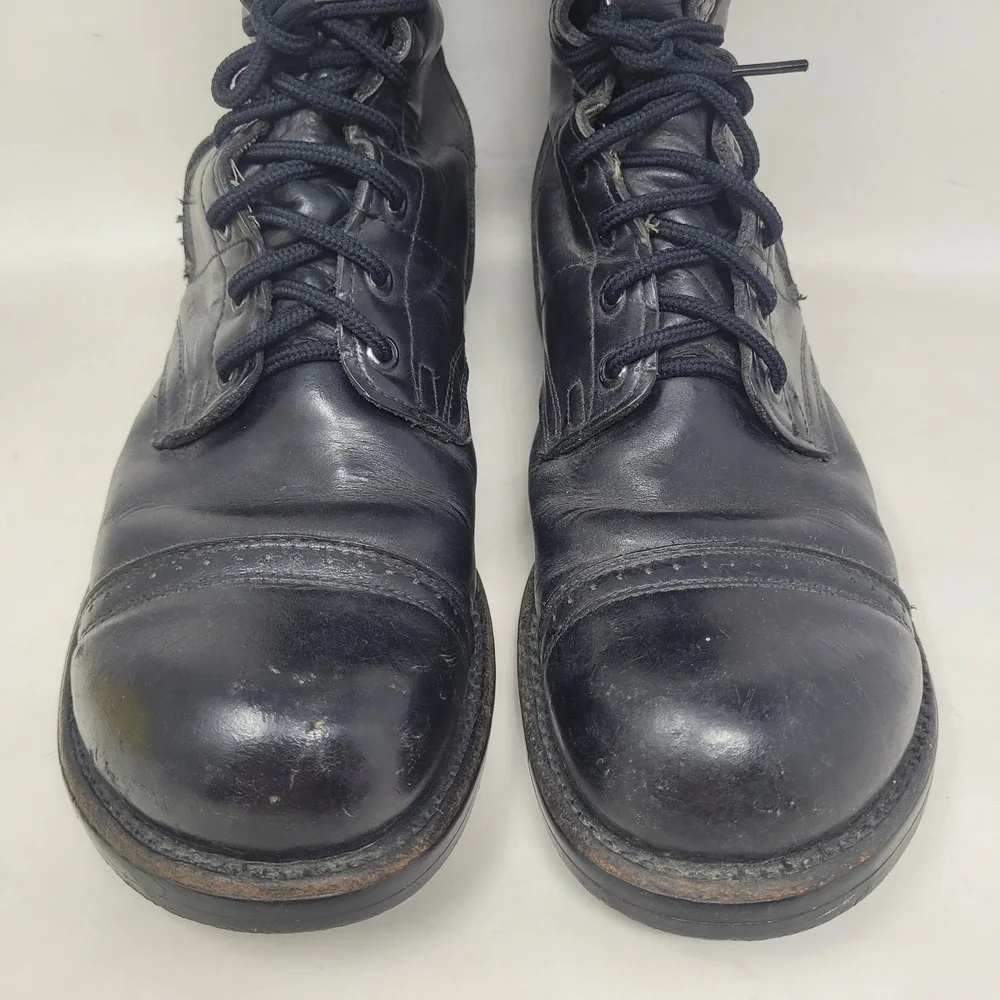 VTG Corcoran Jump Boots 10.5 Black Leather Cap Toe Military Paratrooper Combat